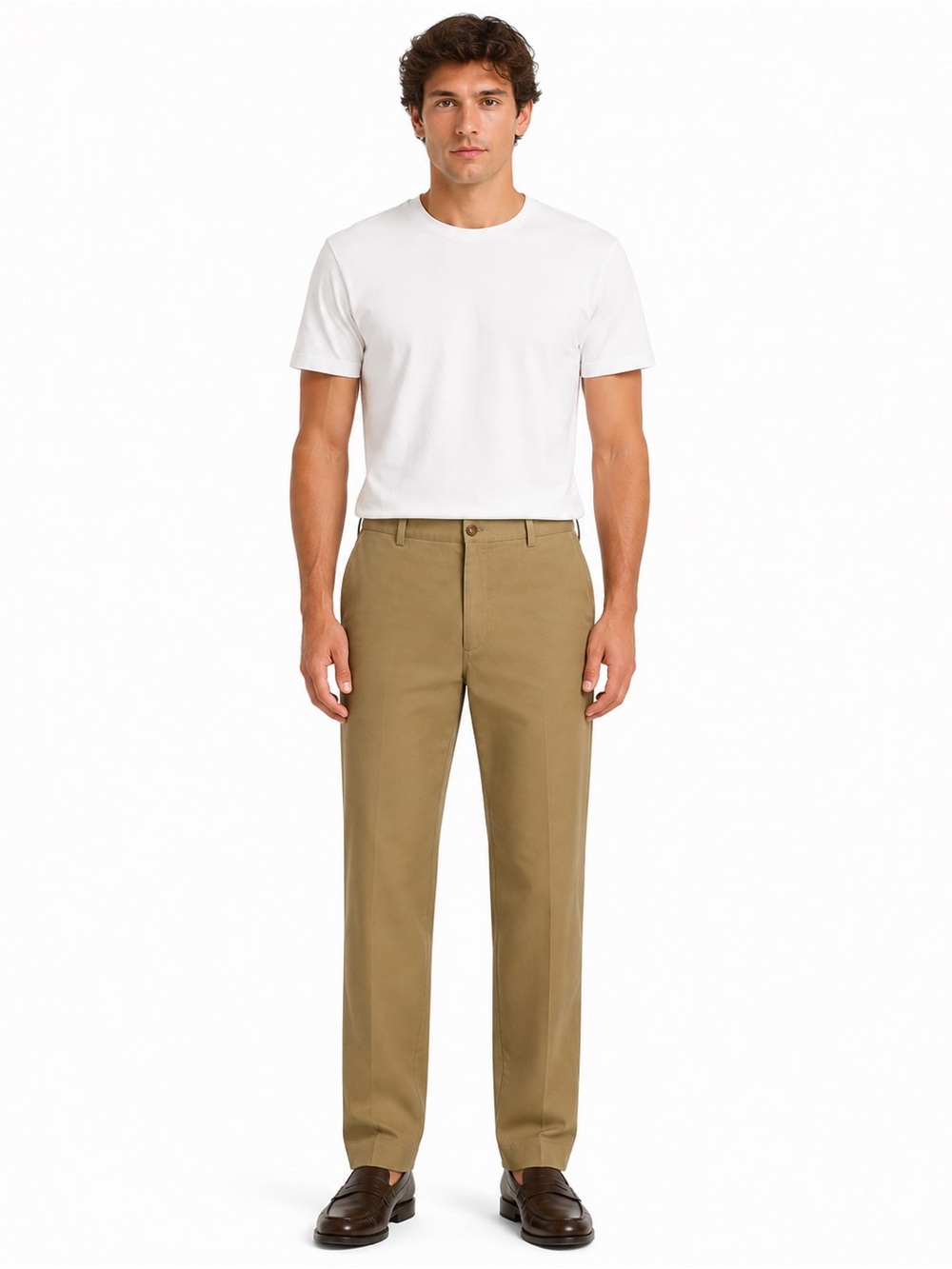 Men's Classic Straight Chino Pants in Khaki - 36X32 - 0553